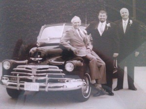 On the 48 Chevy, the owner of said car, Hans H Goettsch, middle Hans Curtis Goettsch, back row Hans L Goettsch.